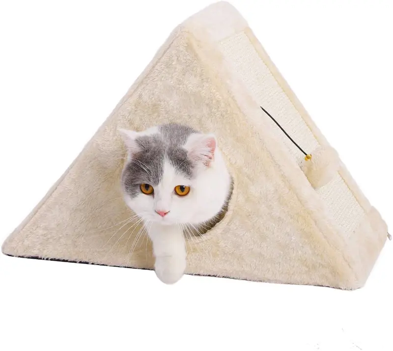 Torre para gatos PAWZ Road con una acogedora tabla para rascar y bola peluda, fácil de plegar y almacenar, ideal para gatitos y gatos pequeños