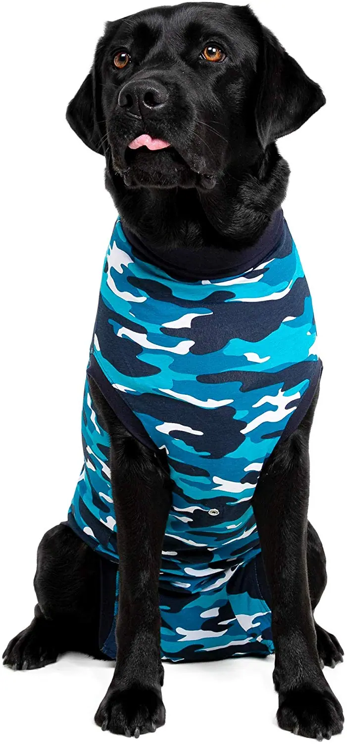 Traje de recuperación Suitical para perros, color azul camuflado