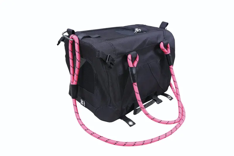 Transportadora Negra Con Correa Rosa