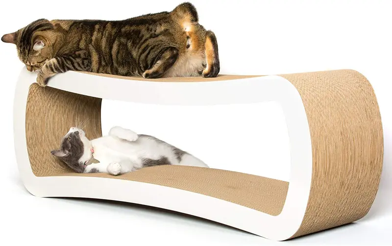 Tumbona rascador para gatos de PetFusion. [Cartón y construcción superiores, supera significativamente las alternativas más baratas]