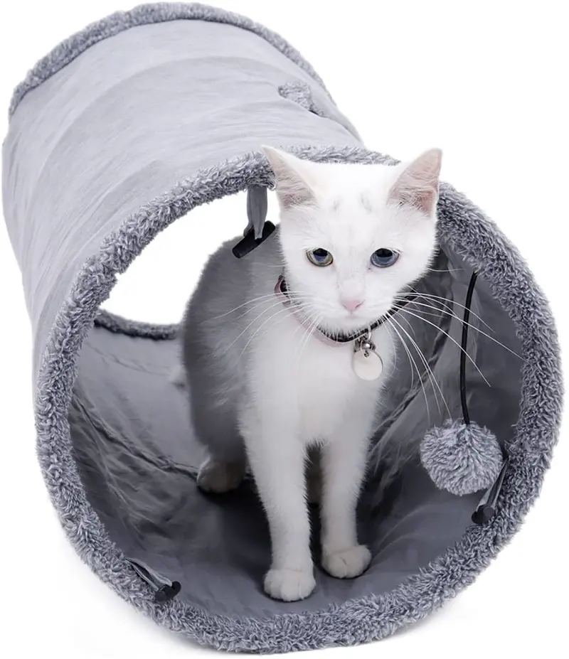 Túnel plegable Speedy Pet para gatos, juguetes para gatos, túnel de juego duradero de ante para ocultar mascotas, túnel arrugado con bola, 12 pulgadas de diámetro
