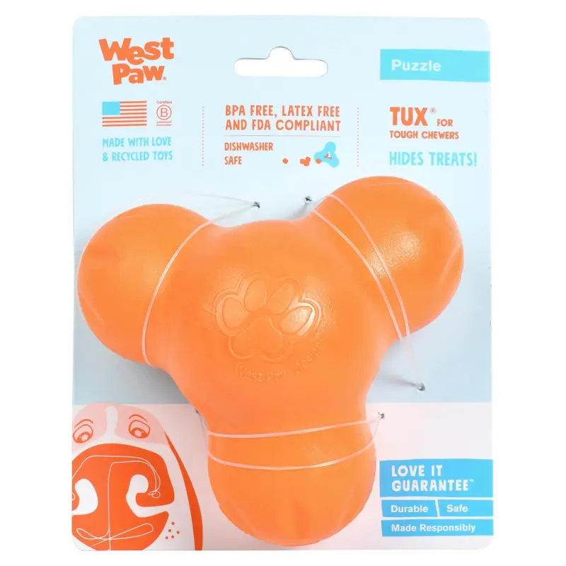 TUX de West Paw® color Naranja - Juguete Dispensador de Premios para Perros