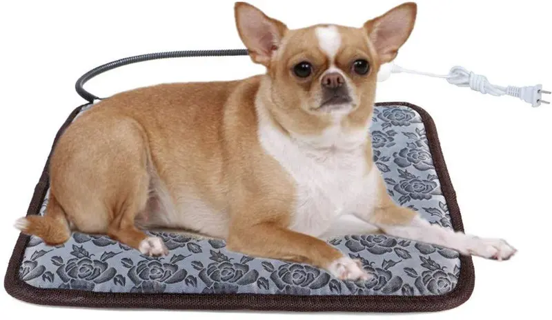 ubei Pet Electric Heating Pad para perros Impermeable Calentamiento  ajustable con Masticar resistente Cable de acero flor color 17.7"x17.7"