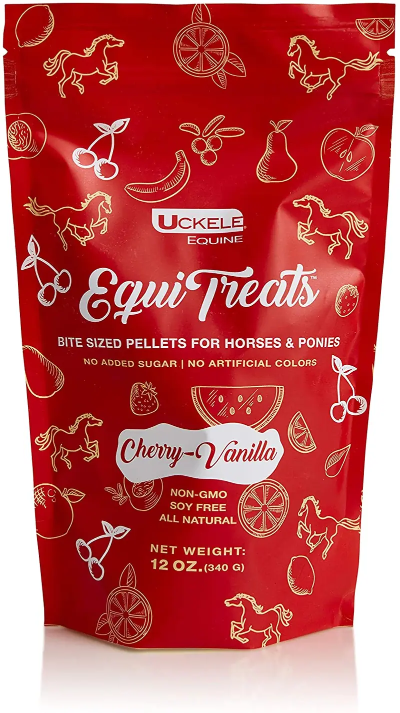 Uckele Equi Treats, para caballos, vainilla cereza, bolsa de 12 onzas