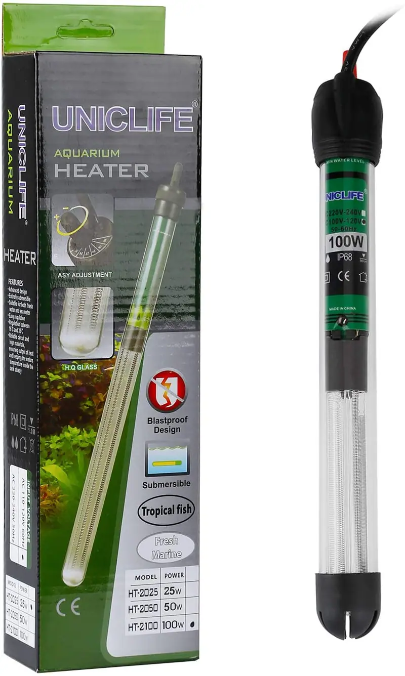 Uniclife Aquarium Heater Submersible with Thermometer for 5/20 Gallon Fish Tank,25W/100W