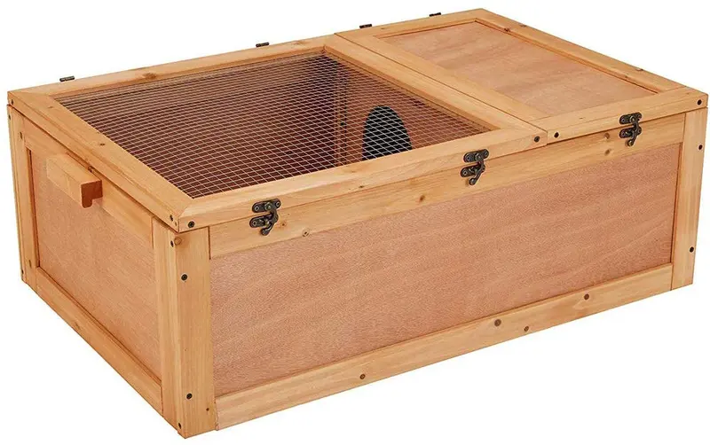 Unipaws - Caseta de madera de abeto china, con soporte de mesa separado, para animales pequeños, para tartas, anticorrosión y a prueba de humedad, para uso en interiores y exteriores, con asa