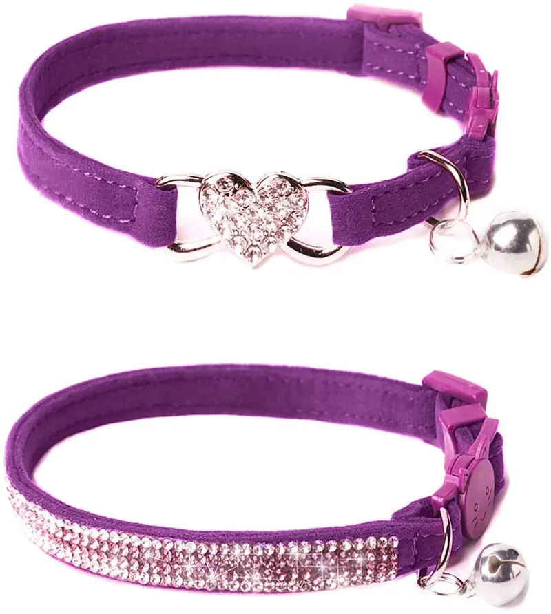 Upaw Rhinestone - Collar para gato (2 unidades), color morado