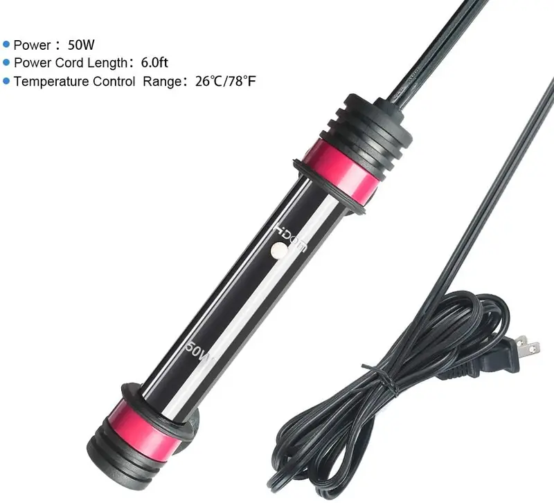 UPETTOOLS Calentador sumergible para acuario, termostato de agua para acuario, ajustable para 3 ~ 120 galones con controlador de temperatura 50 W/100 W/250 W/300 W/500 W, 2 ventosas