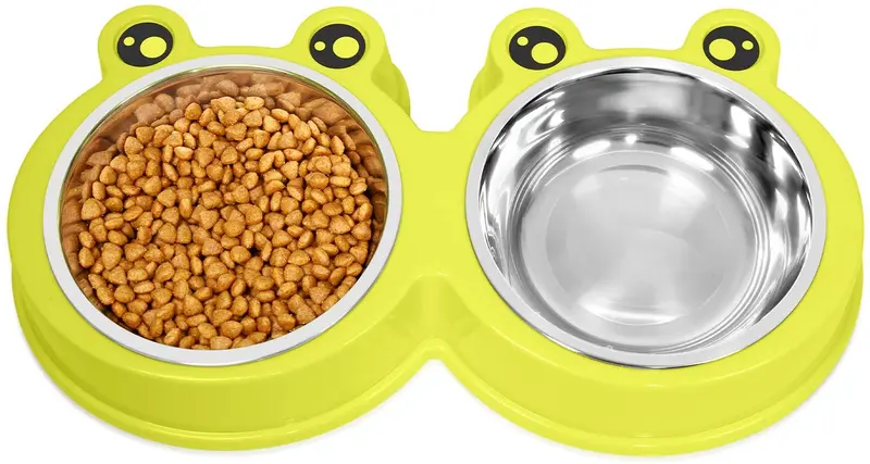UPSKY - Cuencos dobles para gatos, para modelar, alimentador de agua alimentaria, antideslizante, acero inoxidable, para conejo y mascotas