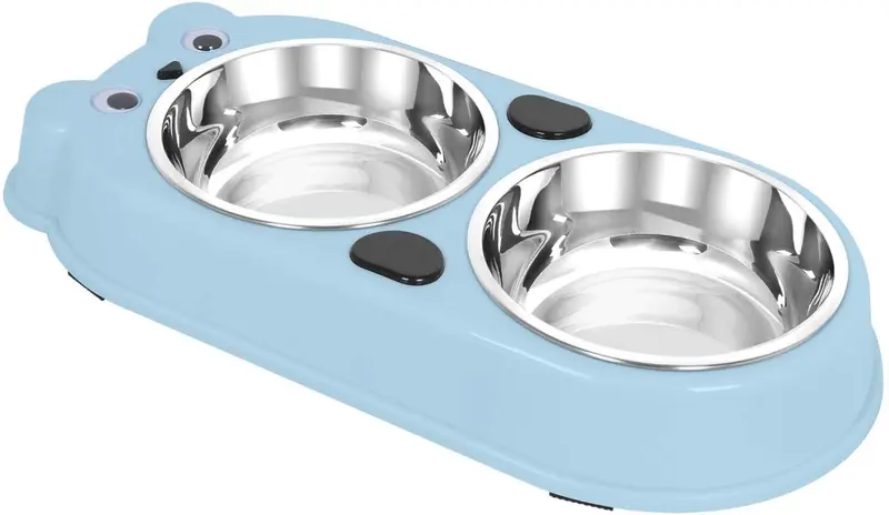 Upsky - Cuencos dobles para perro o gato, de acero inoxidable de alta calidad, con bonito alimentador de agua para mascotas