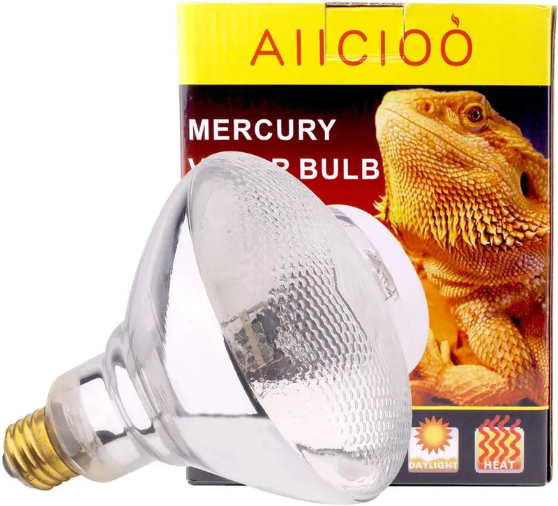UVA UVB Bombilla de vapor de mercurio – 100 W Bombilla de simulación solar de alta intensidad UVA UVB luz de calor bombilla Reptil de uso anfibio (bombilla de vapor ercury)