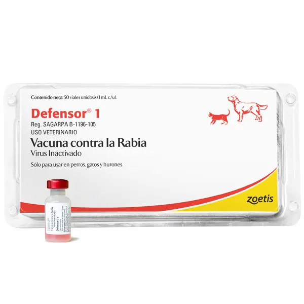 Vacuna para perro y gato  Defensor-1 x 1 ML- Rabia