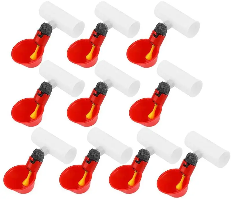 Vasos de plástico para pollo, 10 unidades, automáticos, para bebidas, para patios traseros, pájaros, codorniz, paloma, gallina, comedero de agua