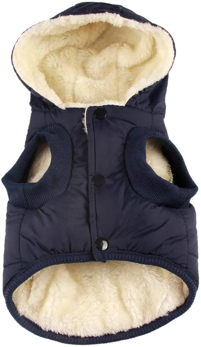 vecomfy - Sudadera con capucha para perro con forro polar y algodón extra cálido en invierno, chaqueta para perro pequeña con capucha