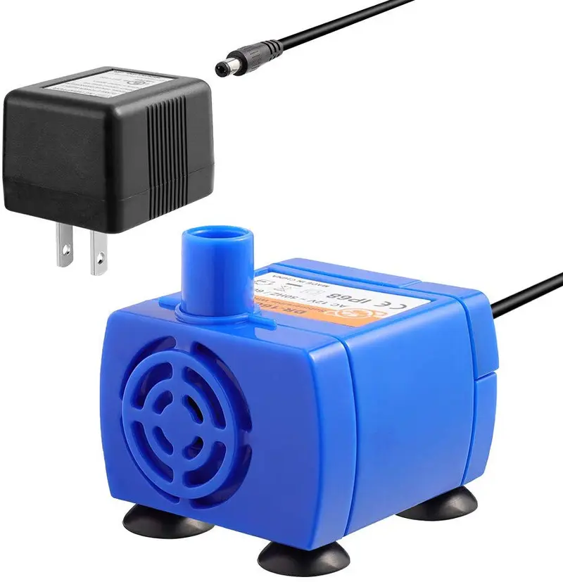 Veken Bomba de repuesto para fuente de agua para gato, fuente de mascotas, ultra silenciosa, larga vida útil, bomba de agua con adaptador y cable de alimentación de 6 pies