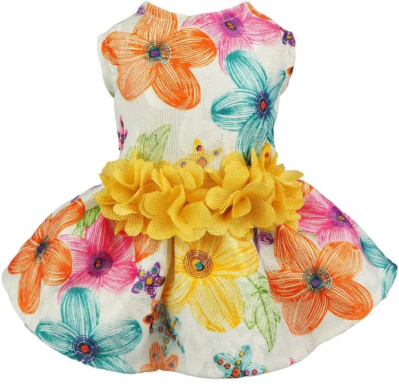 Vestido arnés para perro de Fitwarm, ropa para mascotas, vestido amarillo