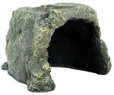 Viper Reptil Anfibio Rock Ocultar Cave – Handcrafted de resina Premium, No tóxico, Gris Color Verde, ideal para Iguanas Lagartos, de tamaño mediano, Geckos, serpientes
