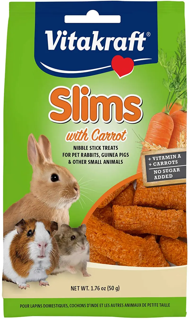 Vitakraft Pet Conejo Slims con zanahoria – Nibble Stick Treat, 1.76 oz bolsa