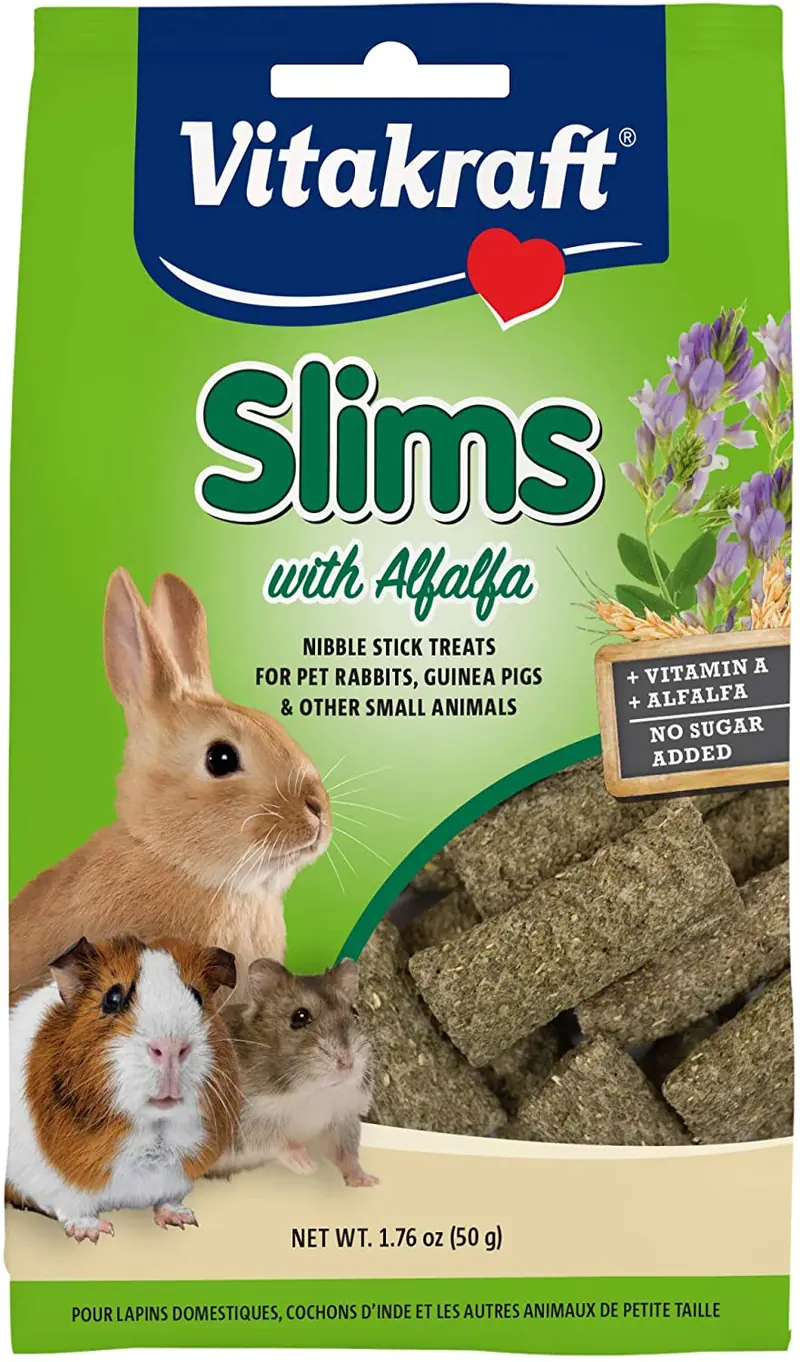 Vitakraft Slims con conejo de alfalfa, conejillo de indias y pellizco de animales pequeños, 1.76 oz