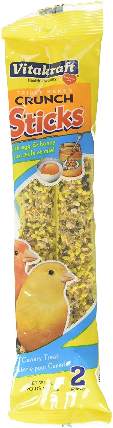Vitakraft Triple Baked Crunch Sticks con huevo y miel Canarias Treat (3 paquetes/2 Treats por pack)