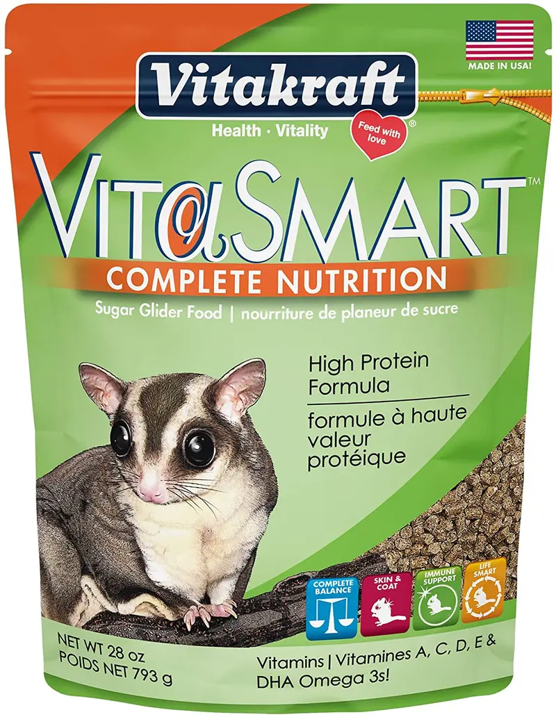 Vitakraft VitaSmart Sugar Glider Food – Fórmula alta en proteínas, 28 onzas