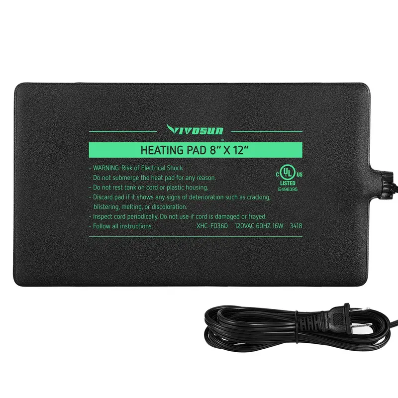 VIVOSUN Almohadilla de calentamiento de reptiles, 16 W, calentador de tanque inferior para reptiles tropicales y templados