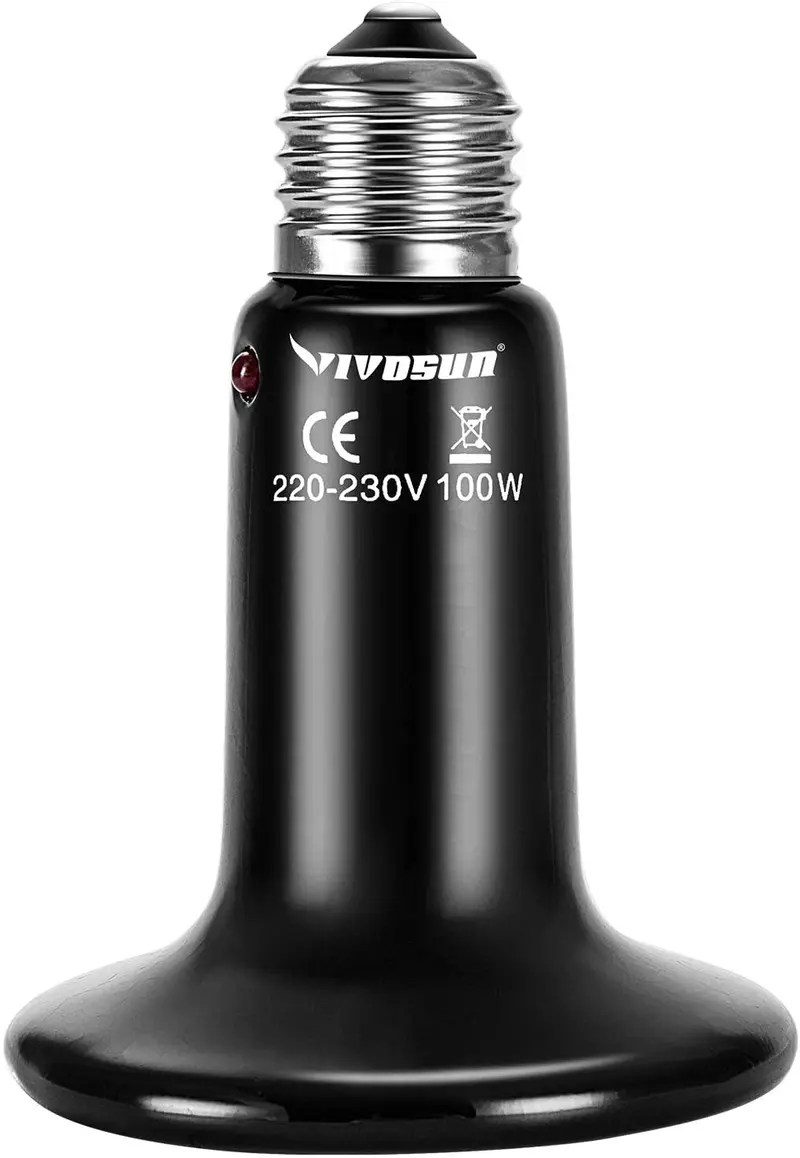 VIVOSUN - Bombilla infrarroja de cerámica de 100 W, emisora de calor, sin luz, sin daño para tortugas barbudas, lagarto, cervecero, acuario