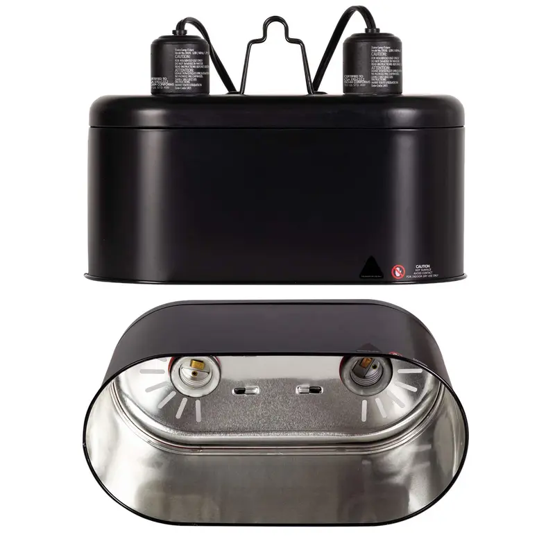 WACOOL - Lámpara de reptiles con doble cúpula profunda, luz tropical UVB, kit de lámpara de calor para reptiles, reflector de reptiles, con 2 interruptores Indenpent, 2 bombillas compatibles