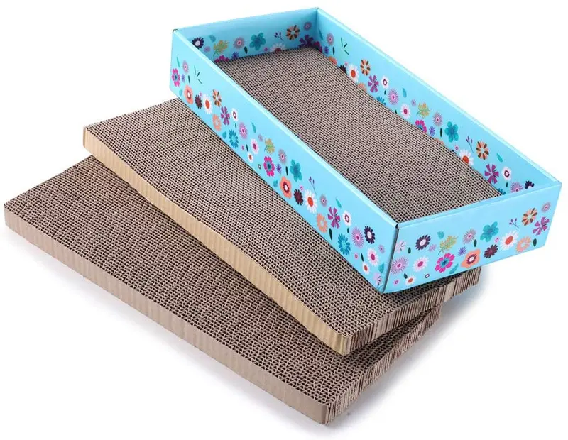 WellQ 3 paquetes de cartón corrugado para gatos