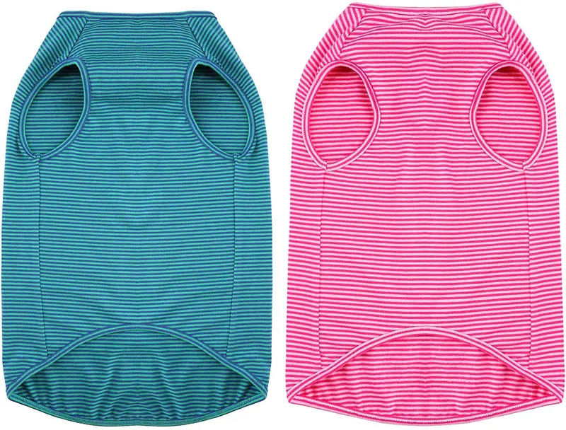 WEONE - Camisetas de algodón a rayas para perro, chaleco básico suave y transpirable
