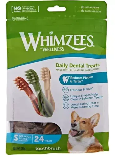 Whimzees Brushzees Perro Chico 7-12 Kg 24 Piezas Paquete 2 Pz
