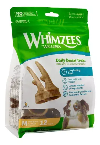 Whimzees Premios Para Perro De 12-18 Kg Figura Cuerno 12 Pz