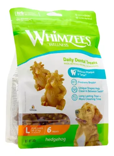 Whimzees Premios Para Perro De 18-27 Kg Figura Puerco Espin 6 Pzas