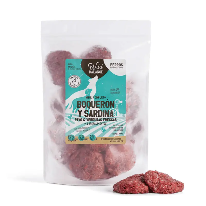WILD BALANCE Menú BARF Boquerón y Sardina con Verduras Frescas para perros