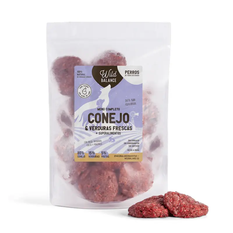WILD BALANCE Menú BARF Conejo con Verduras Frescas para perros