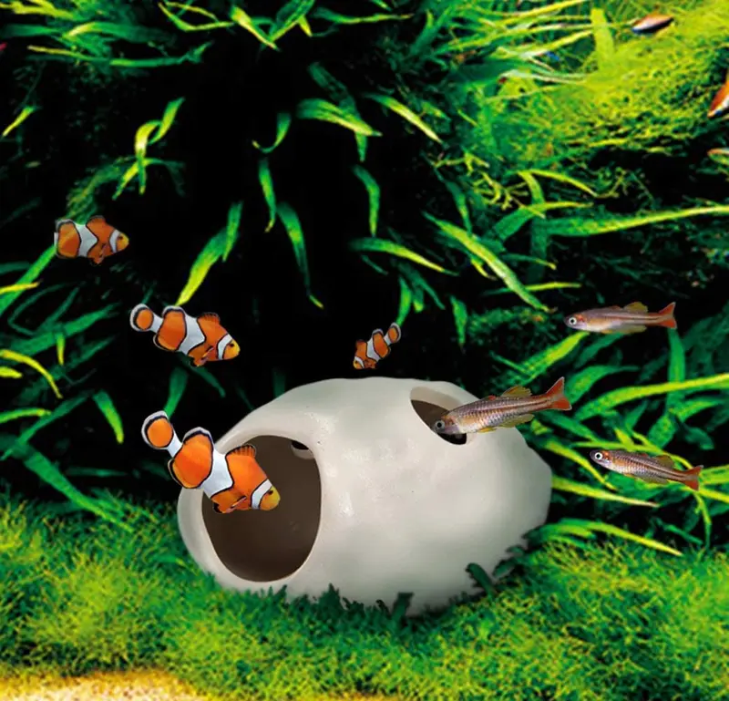 WSgift - Juego de 2 piezas de cerámica para acuario, diseño de calavera pequeña apilable para peceras