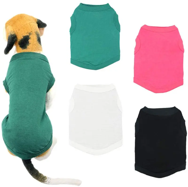 YAODHAOD camisetas de color sólido para perro, ropa de algodón, suave y transpirable, camisas para perro, ropa para perros pequeños, extra pequeños, medianos y gatos, 4 unidades