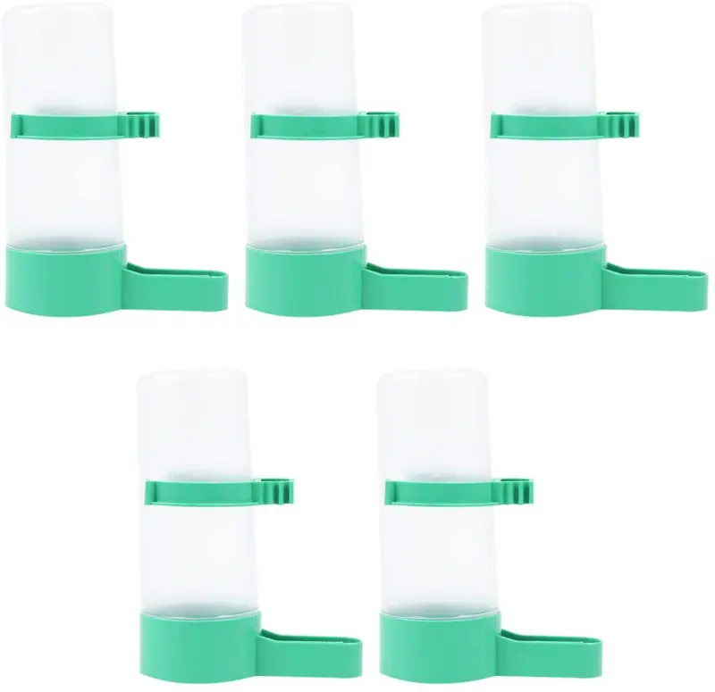 Yardwe 5pcs pájaros comedero beber agua clip con agua potable automática a prueba de aspersor de pájaros taza para loros Budgie Cockatiel Lovebirds (M)