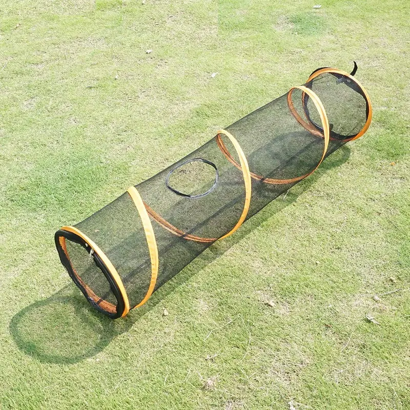 YDYL - Túnel plegable de malla para gatos de tamaño pequeño de 12.0 x 12.0 x 46.9 in con conector de trompeta ampliado adecuado para puertas con cremallera de 16.9 in