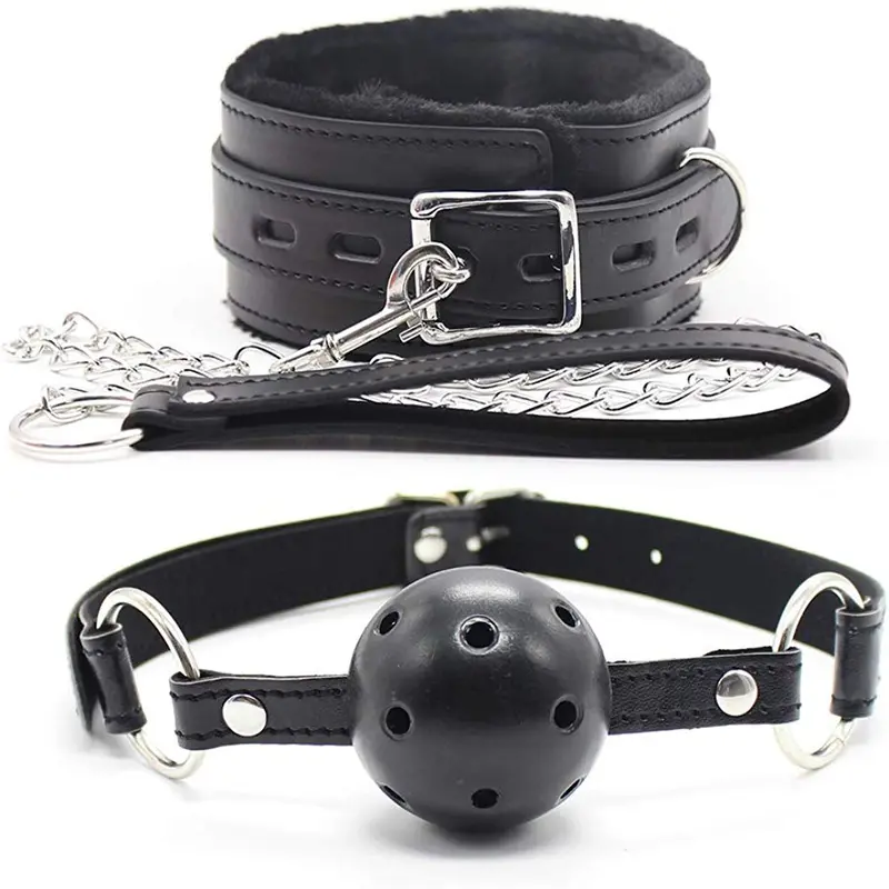 Yeoubi - Gargantilla de piel suave, collar con línea de piel y correa y bola abierta de piel transpirable con persiana