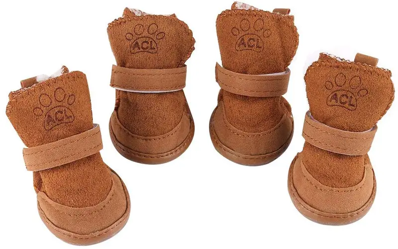 YILEGOU - Botas de nieve para cachorros con correas ajustables, suela antideslizante, protectores de patas para cachorro, perro, gato, 4 unidades