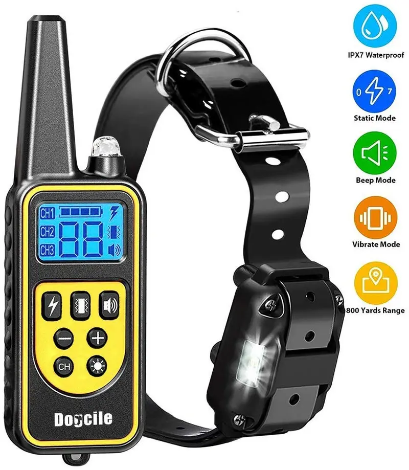 YISENCE Dog Training Collar, Dog Shock Collar with Remote 2500FT Shock Collar for Dogs IPX7 Waterproof Rechargeable w/Beep 99 Levels Vibrate Shock Modes Shock Collar for Small Dogs Medium Large Dogs