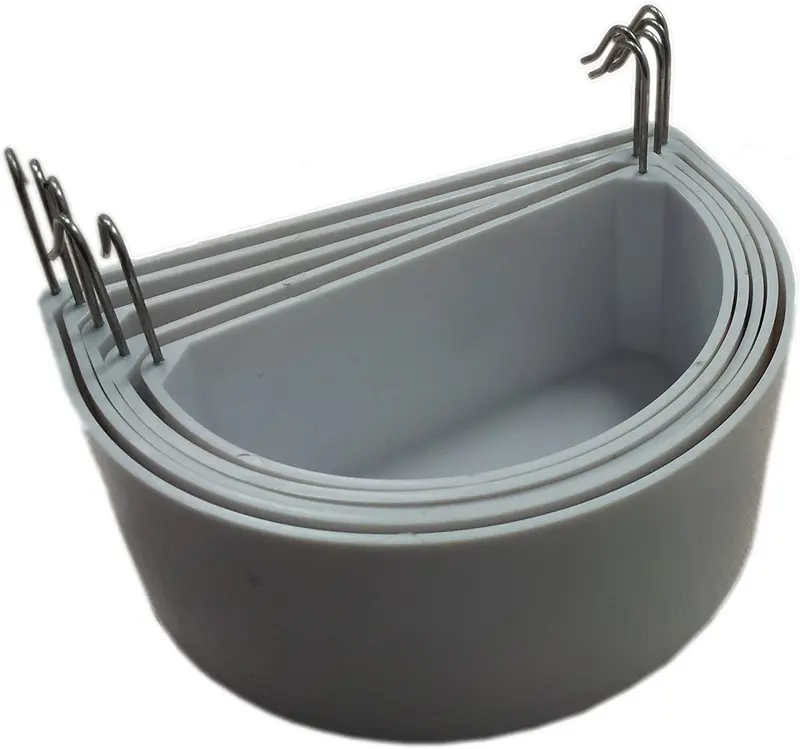 yml plástico semillas de pájaros y tazas de agua con ganchos, Blanco