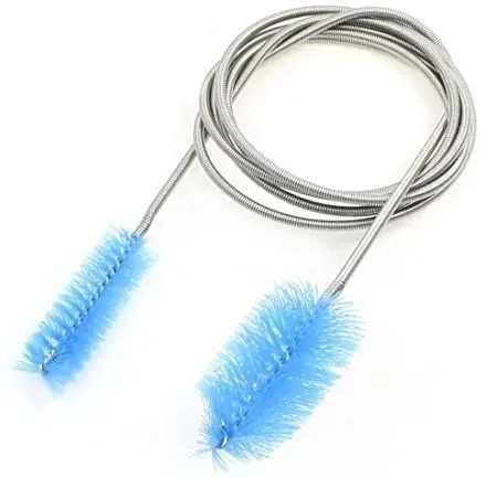 Yueton Tubo Filtro de agua de Acuario Tubo de aire Manguera cepillo para polvo de limpieza de acero inoxidable flexible doble Ended manguera Pincel (61 pulgadas)