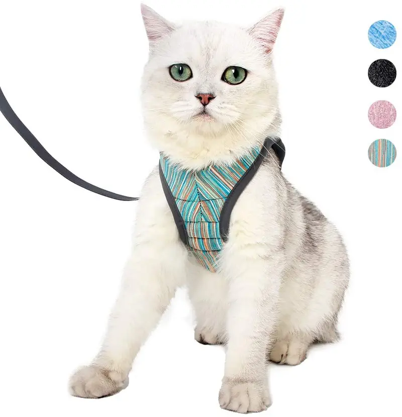 Yult Arnés y correa para gatos – Ultra ligera a prueba de escape, collar de gatito, chaqueta de senderismo con amortiguación para correr, suave y cómodo, adecuado para cachorros conejos