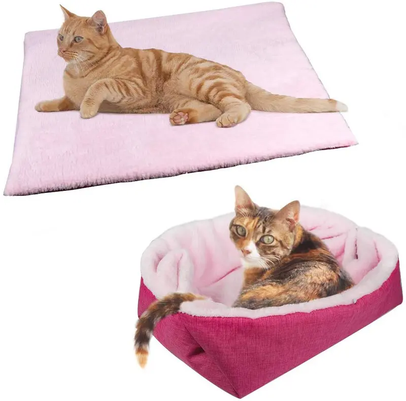 YUNNARL - Cama para gato (convertible) - Alfombrilla para gatos de pelo ligero y cálido, lavable a máquina, ideal para interiores de gatos, suelos, asientos traseros de coche, color a elegir