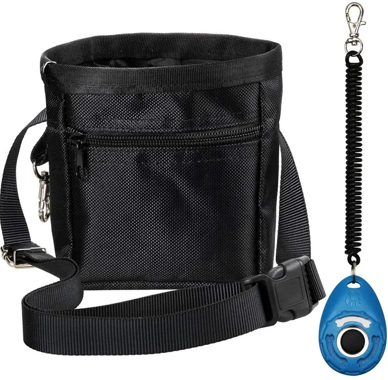 Zacro Bolsa de entrenamiento de perros con correa ajustable con correa ajustable y un juego de clicker para entrenar, m, Negro