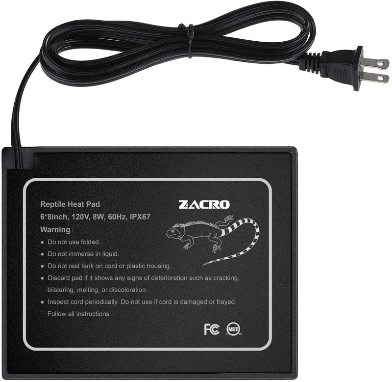 Zacro Reptile Heat Pad – Calentador para tanque de 10 – 20 galones, termo para tortuga/serpiente/lagarto/rana/araña/caja de plantas, 6 x 8 pulgadas