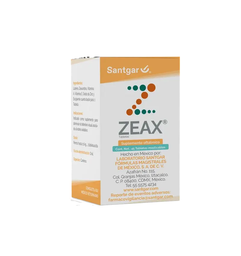 Zeax razas pequeñas 45 tabletas SANTGAR ( vitaminas oftálmicas zeaxantina )