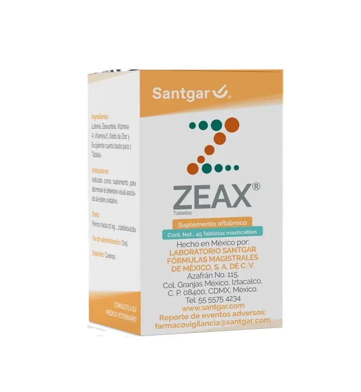 Zeax razas pequeñas 90 tabletas SANTGAR ( vitaminas oftálmicas zeaxantina )